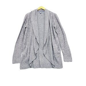 Barefoot‎ Dreams Cozy Chic Lite Curved Open Front Cardigan Sweater Gray L/XL